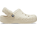 Crocs Men's Baya Lined Fuzz-Strap Clog - Winter White