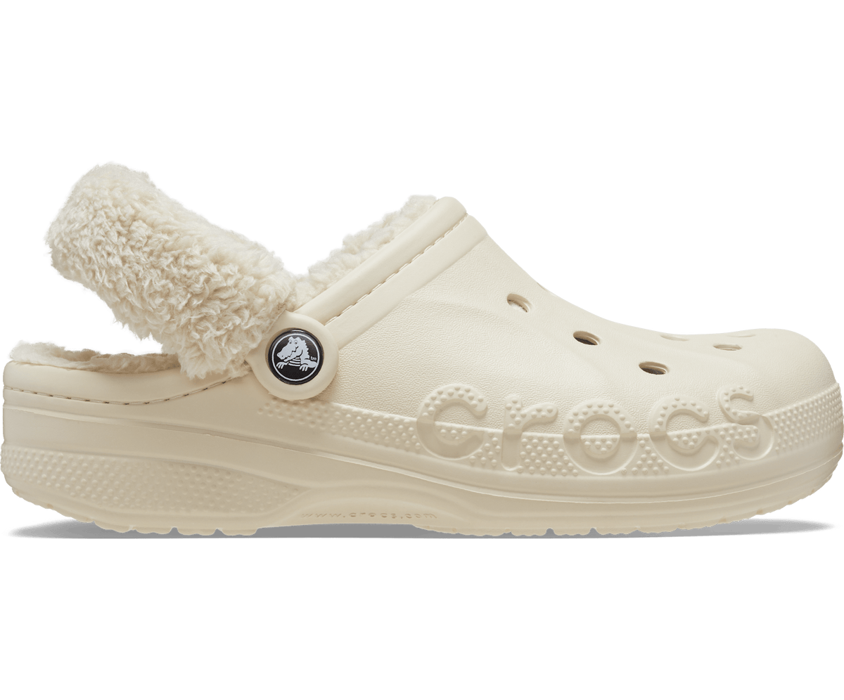 Crocs Women's Baya Lined Fuzz-Strap Clog - Winter White