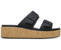 Crocs Women's Brooklyn Buckle Low Wedge Cork Sandal - Black