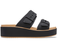 Crocs Women's Brooklyn Buckle Low Wedge Matte Wrap Sandal - Black/Cashew