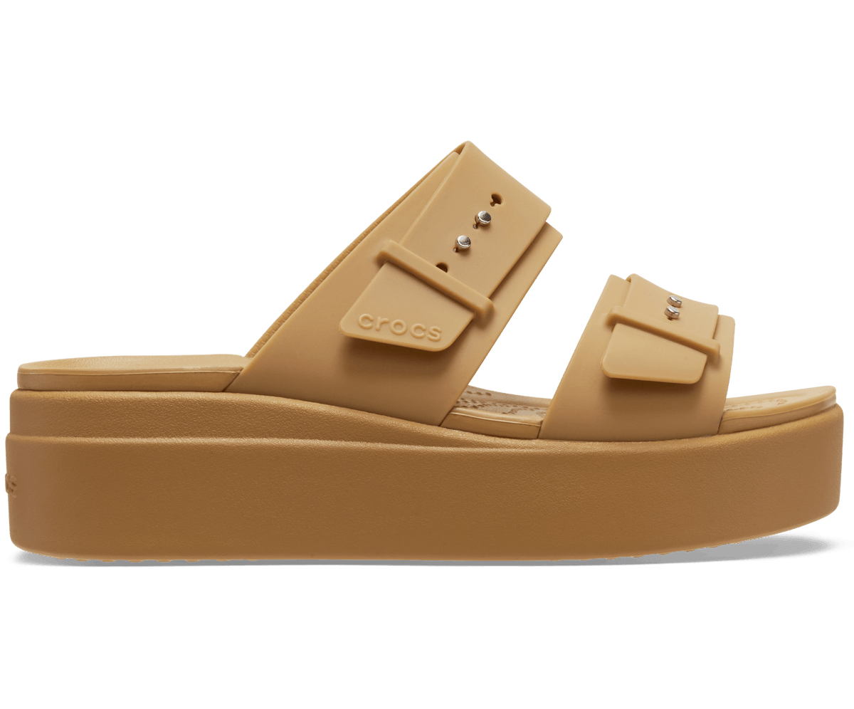 Crocs Women's Brooklyn Buckle Low Wedge Sandal - Umber