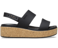 Crocs Women's Brooklyn Low Wedge Cork Sandal - Black / Black