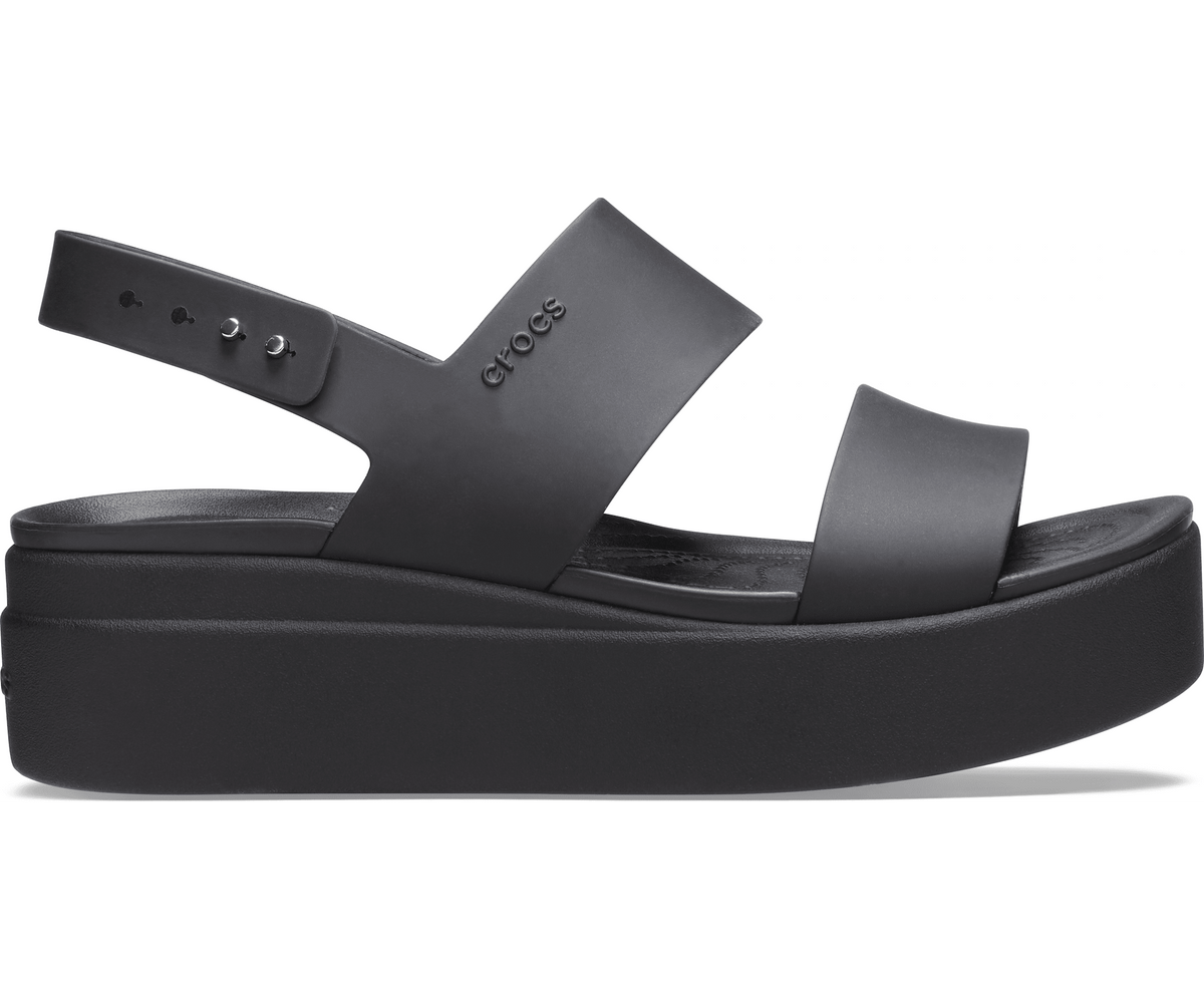 Crocs Women's Brooklyn Low Wedge Sandal - Black / Black