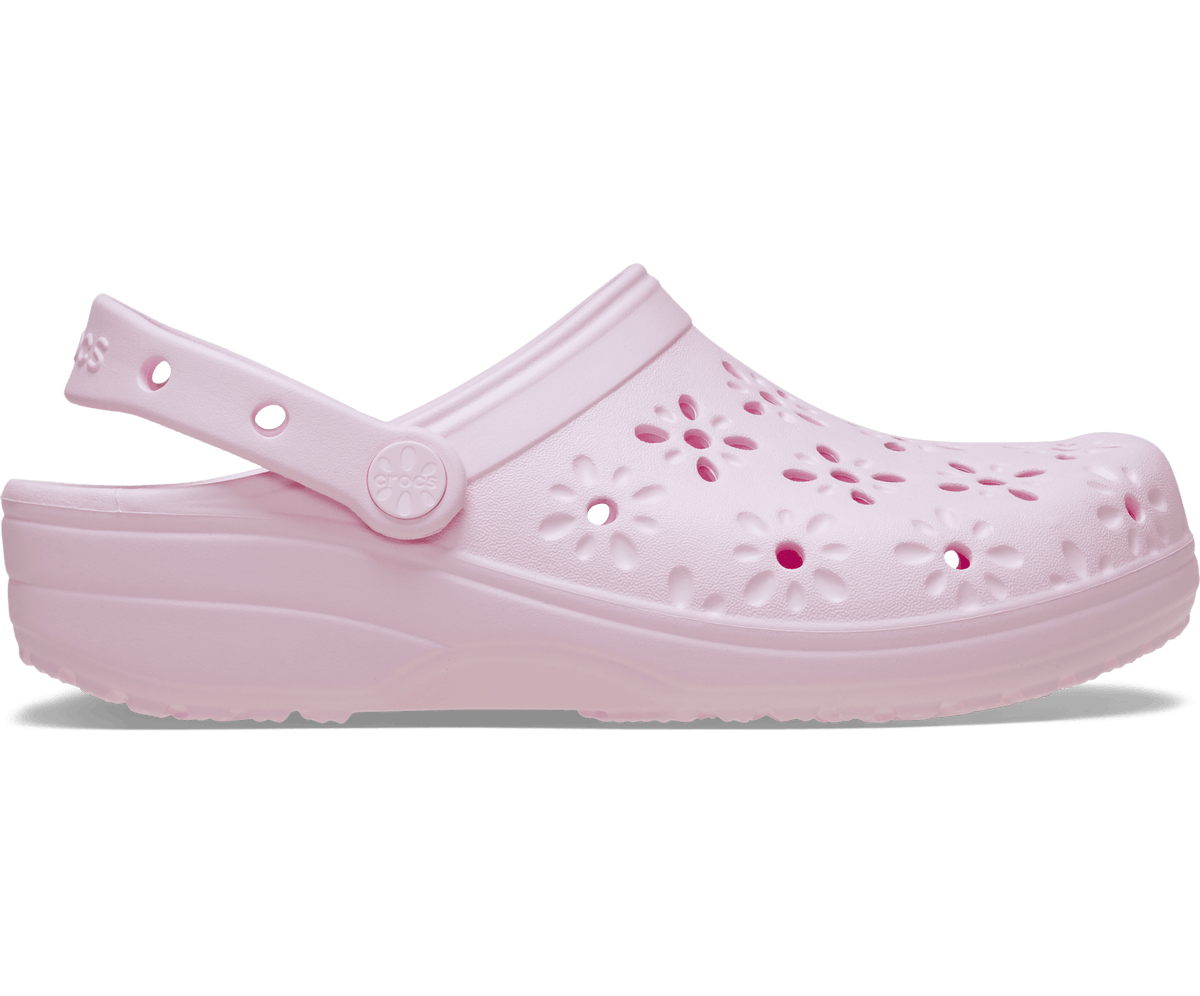 Crocs Women's Classic Floral Cut-Out Clog - Pink Milk