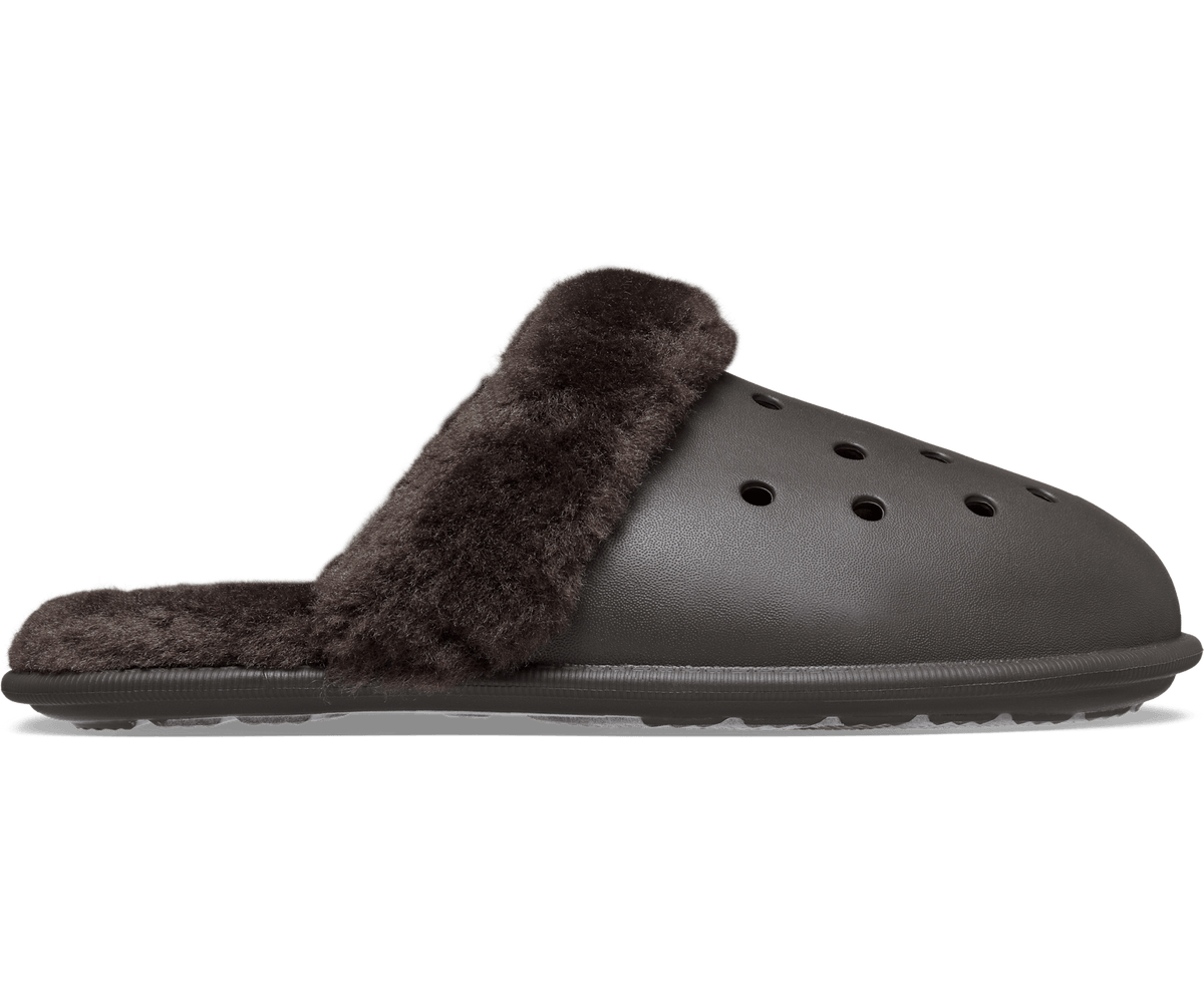 Crocs Men's Classic Fuzz Scuff - Dark Cocoa
