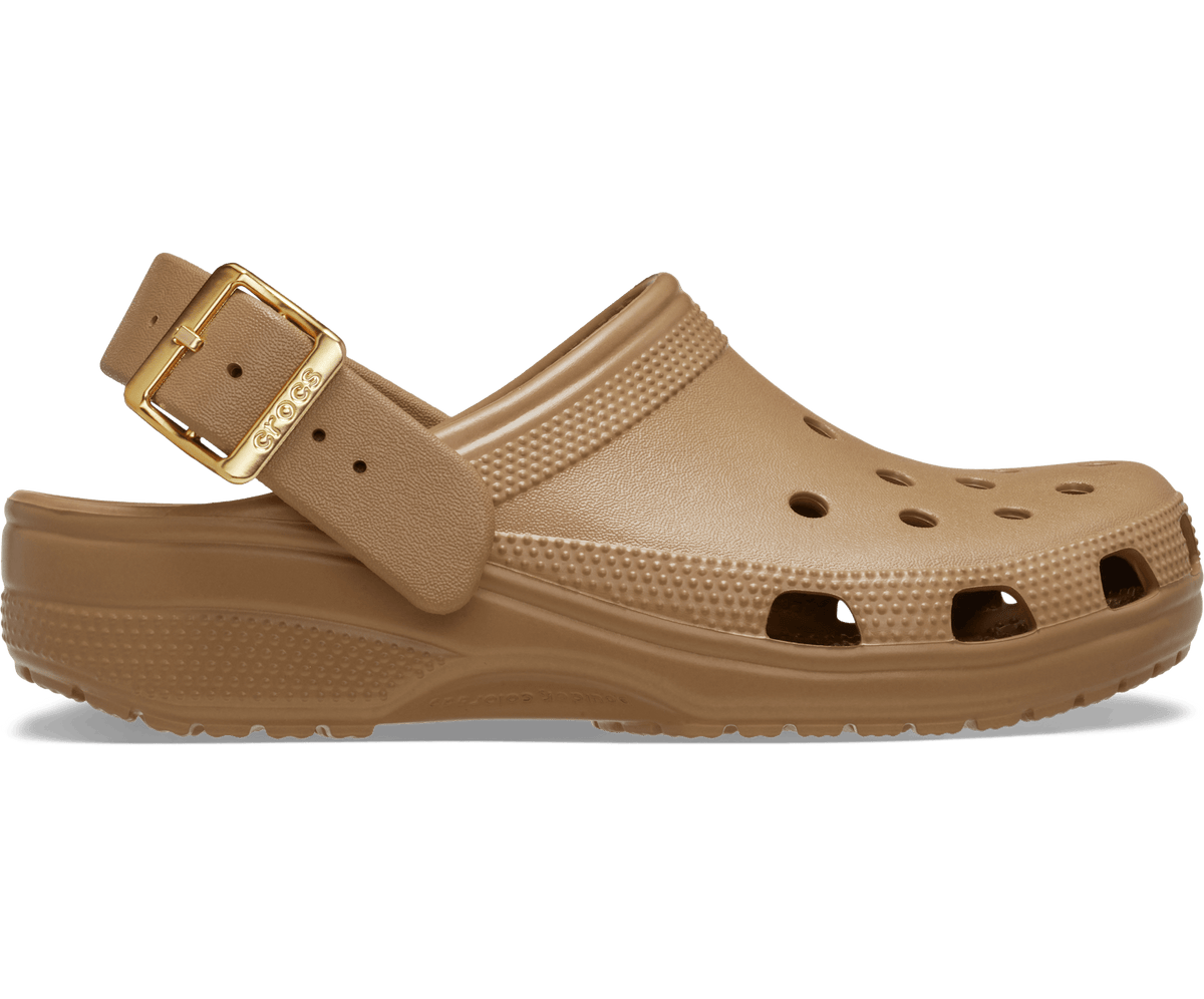 Crocs Men's Classic Metallic Buckle Clog - Sepia