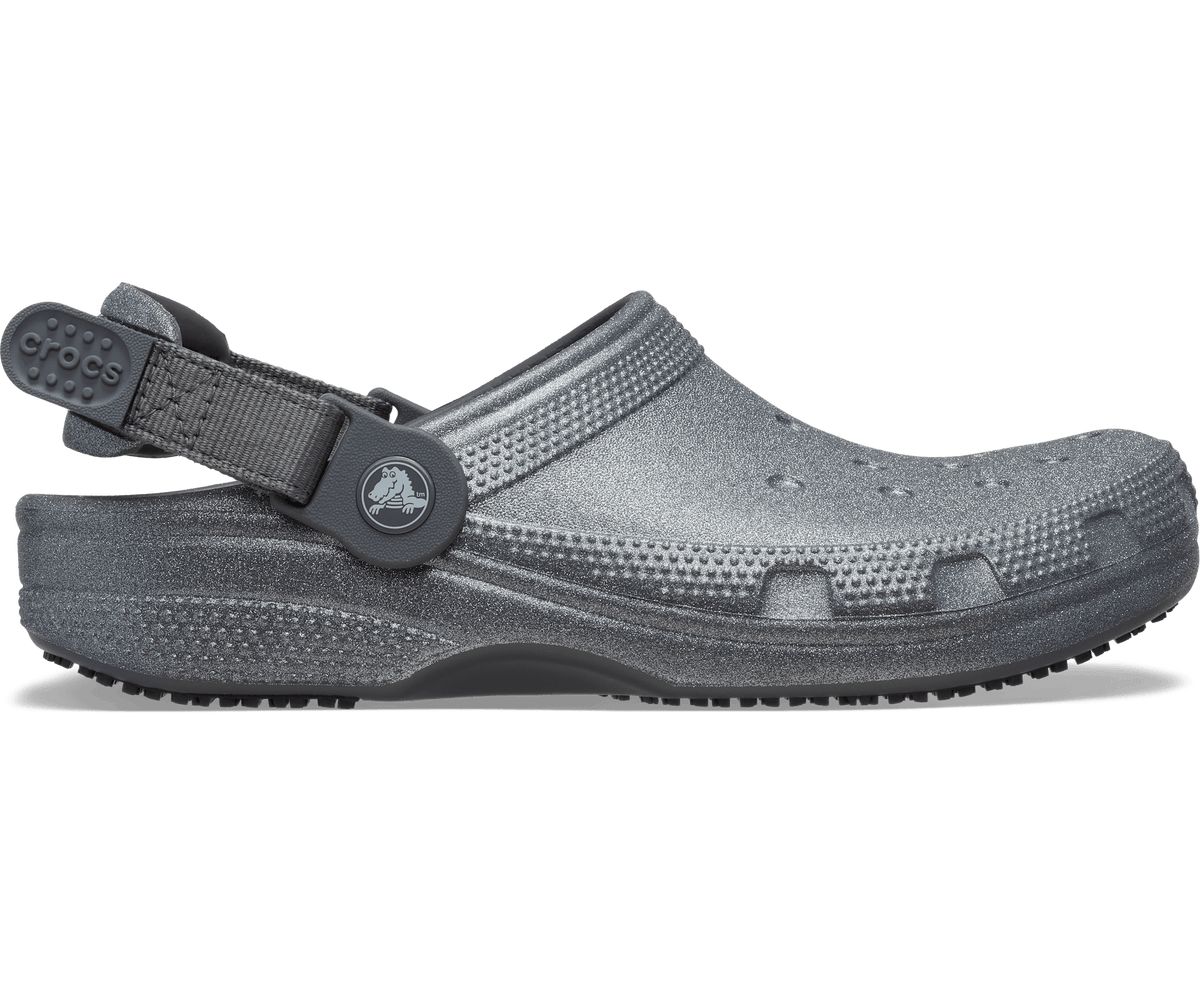 Crocs Men's Classic Work Graphic Clog - Slate Grey Glitter