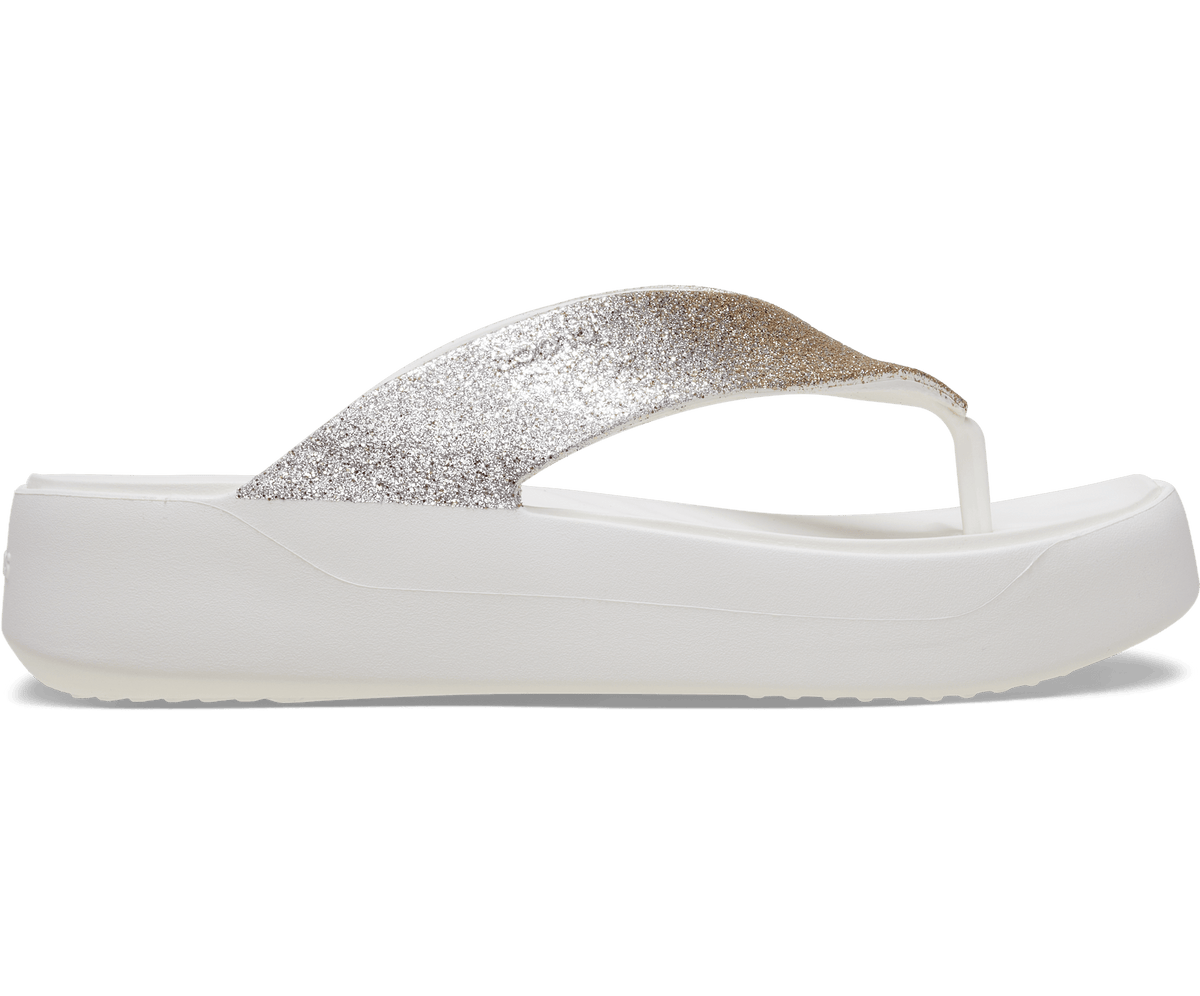Crocs Women's Getaway Chunky Glitter Platform Flip - White