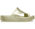 Crocs Women's Getaway Platform Toe Loop Metallic Sandal - Champagne Metallic