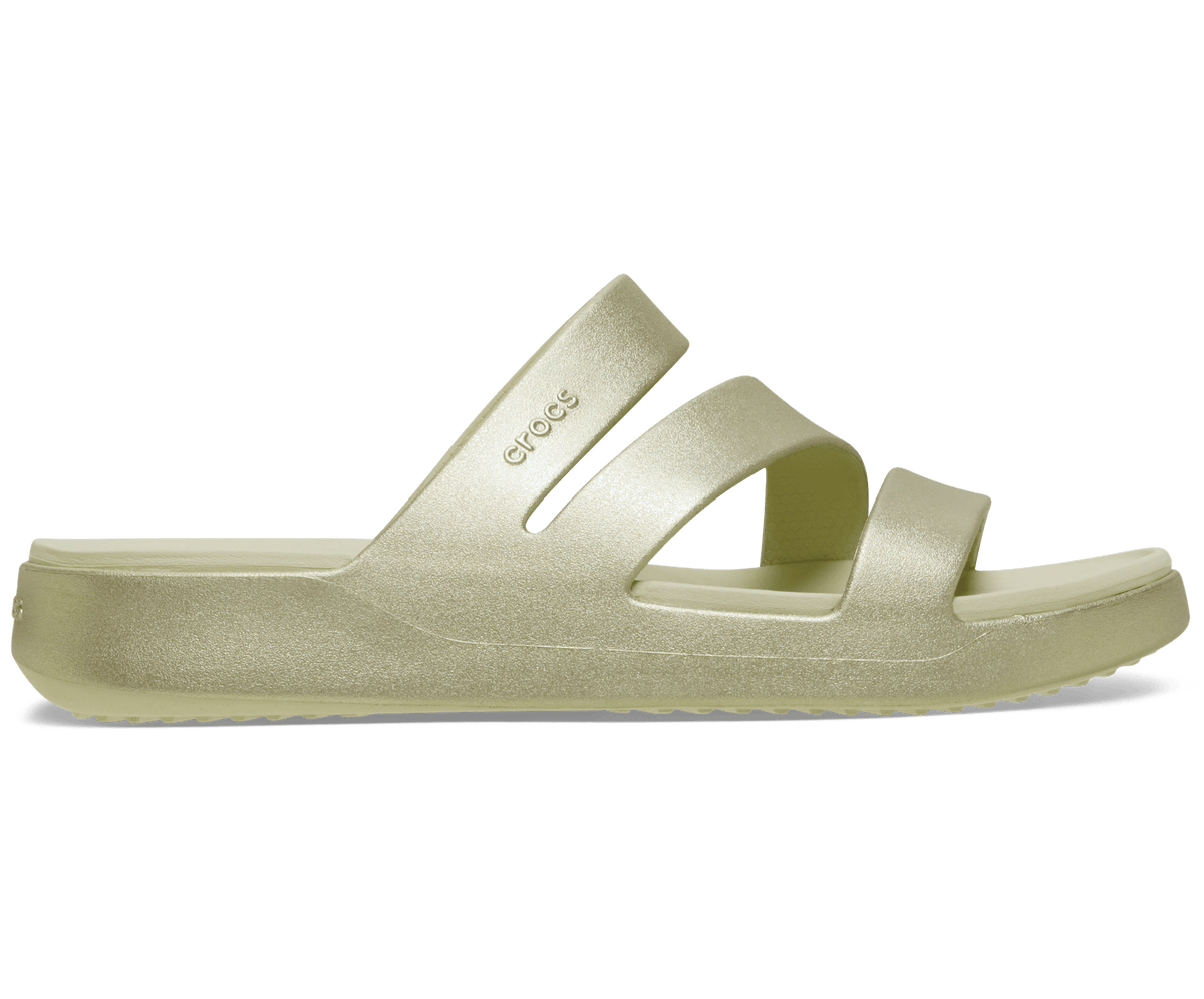 Crocs Women's Getaway Strappy Metallic Sandal - Champagne Metallic