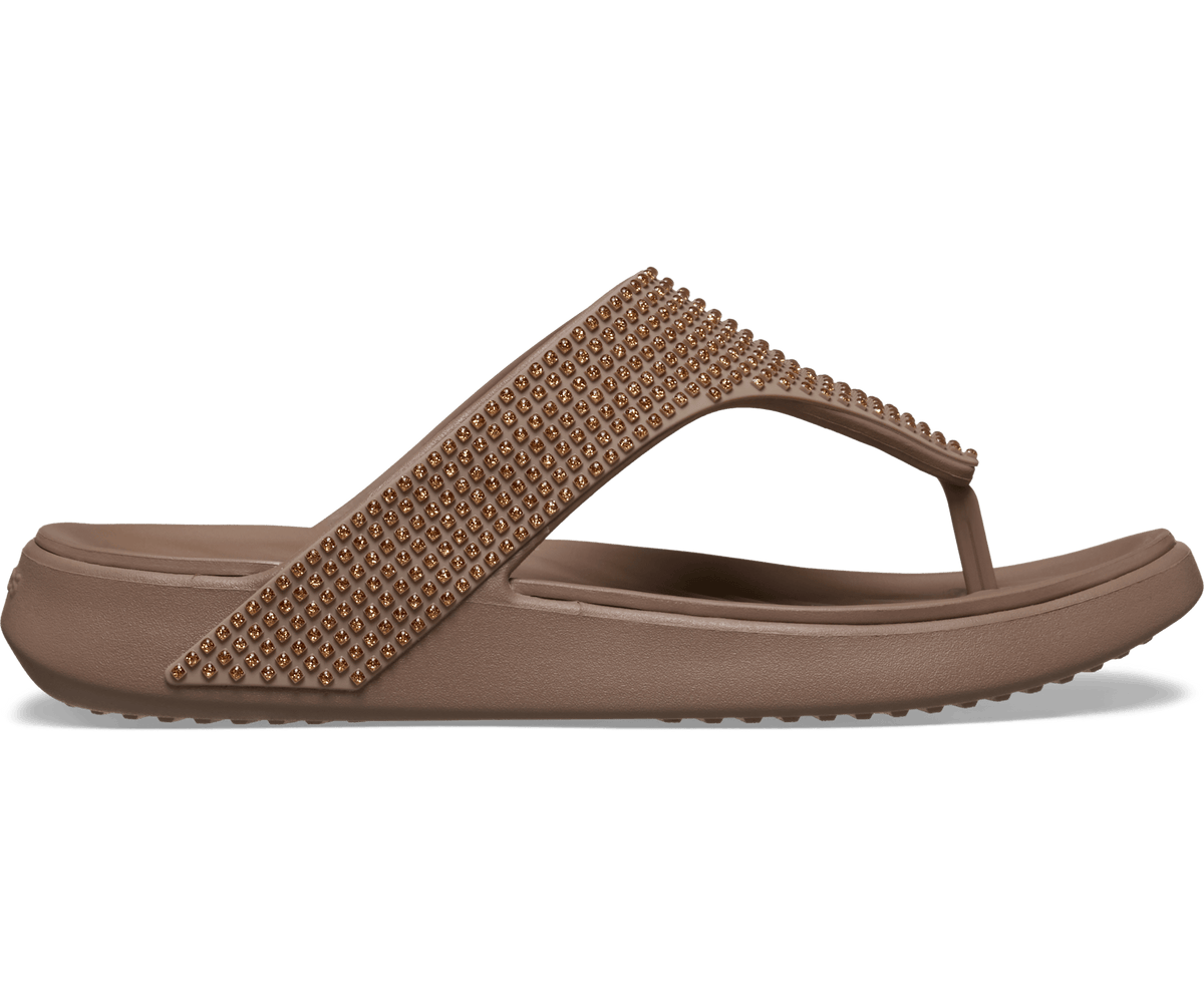 Crocs Women's Getaway Triangle Flip Gems - Latte