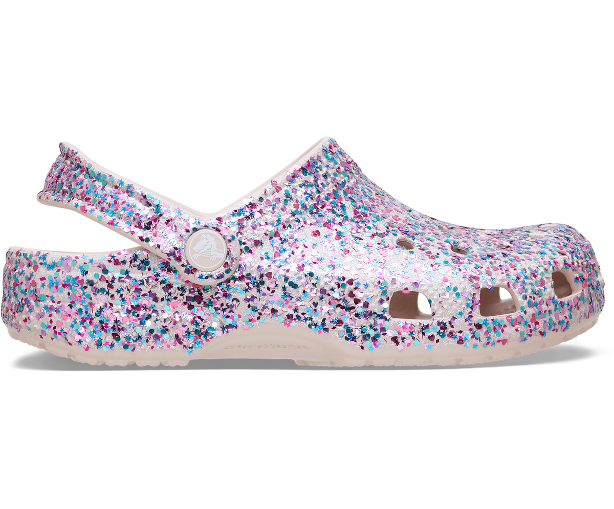Crocs Kids' Classic Dazzle Glitter Clog - Cocoa CrÃ¨me
