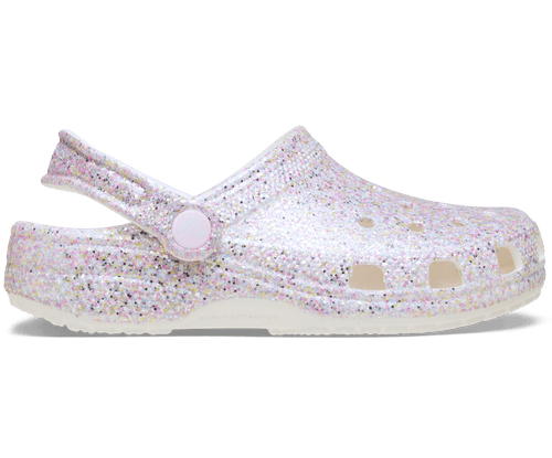 Crocs Kids' Classic Fantasy Glitter Clog - White