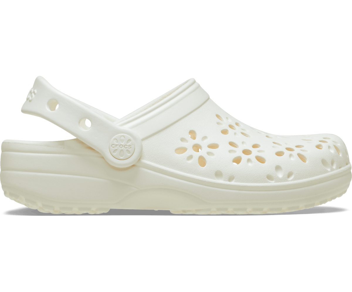 Crocs Kids' Classic Floral Cut-Out Clog - Chalk