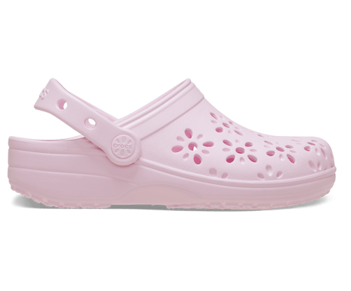 Crocs Kids' Classic Floral Cut-Out Clog - Pink Milk
