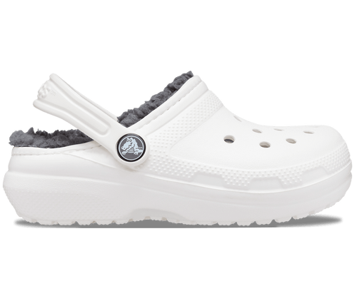 Crocs Kids' Classic Lined Clog - White / Grey