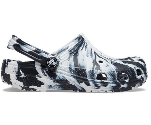 Crocs Kids' Classic Marbled Clog - Black / White