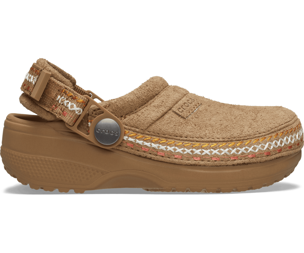 Crocs Kids' Crafted Vegan Suede Stitch Clog - Sepia