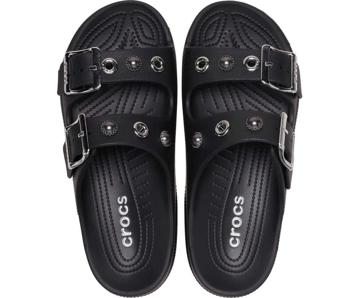 Crocs Women's Saturday Embellished Sandal - Black / Silver