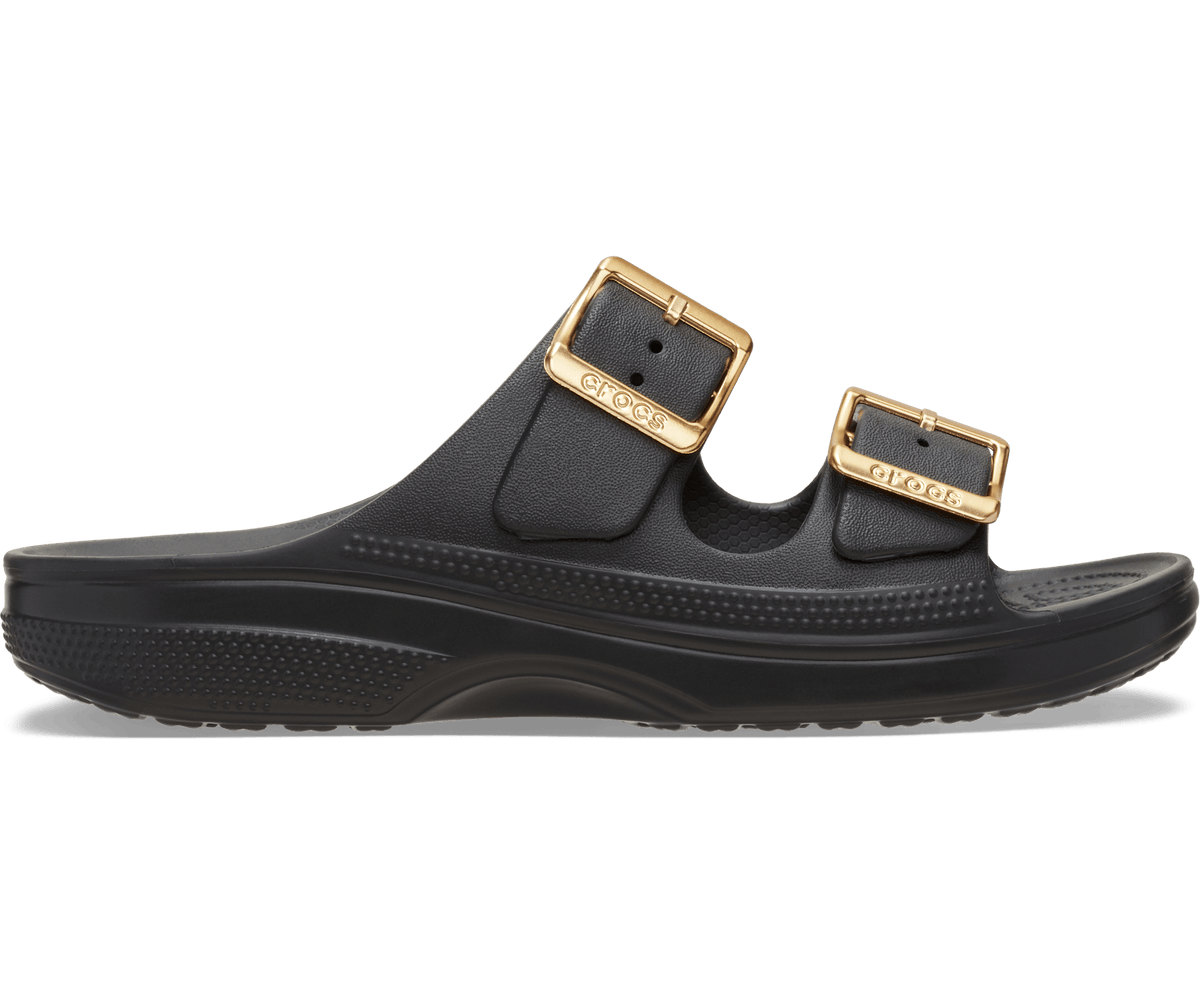 Crocs Women's Saturday Metallic Buckle Sandal - Black