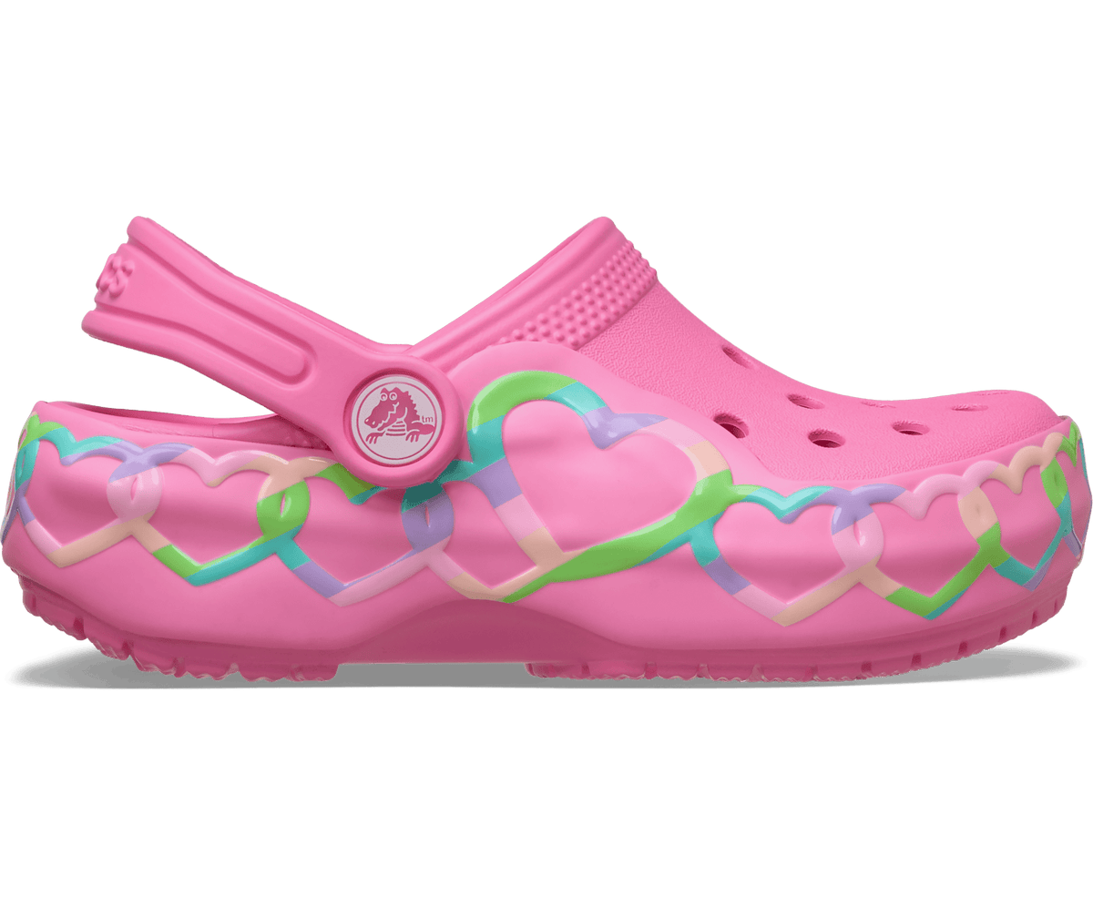 Crocs Toddler Classic Heart Lights Clog - Pink Lemonade