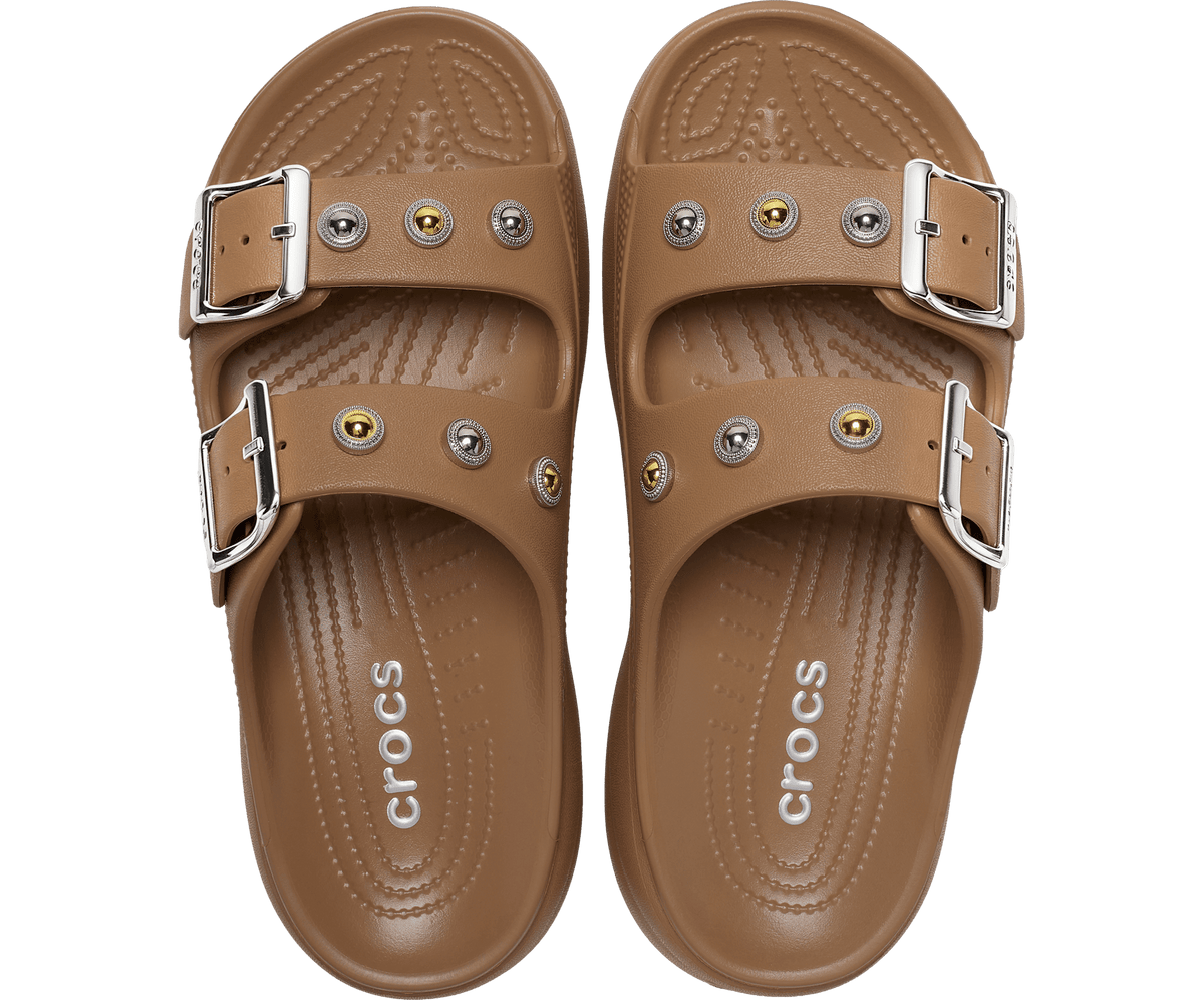 Crocs Women's Saturday Platform Embellished Sandal - Sepia / Silver