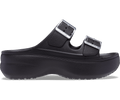 Crocs Women's Saturday Platform Metallic Buckle Sandal - Black / Silver